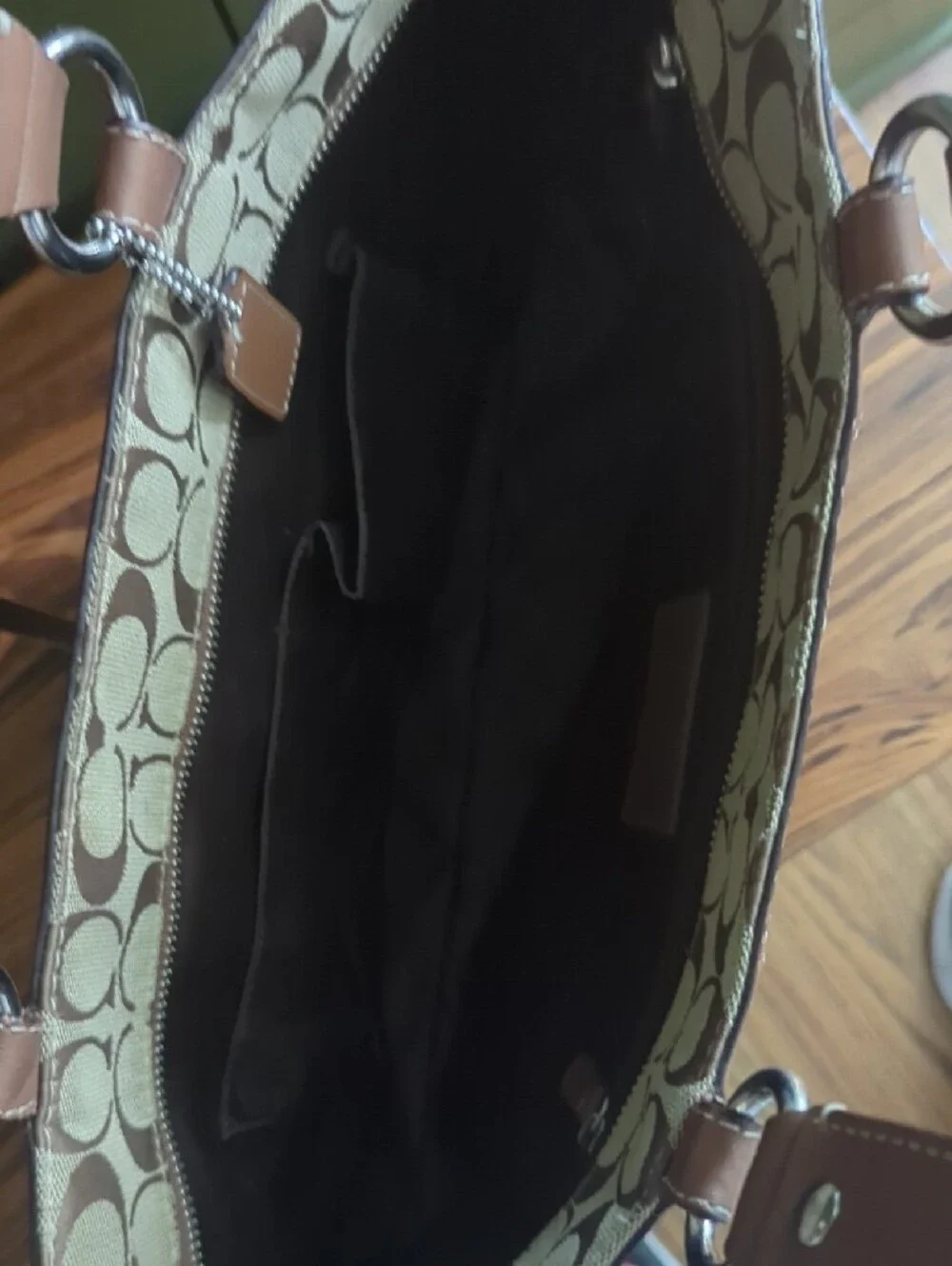 Coach Canvas Tote in Khaki and Rose